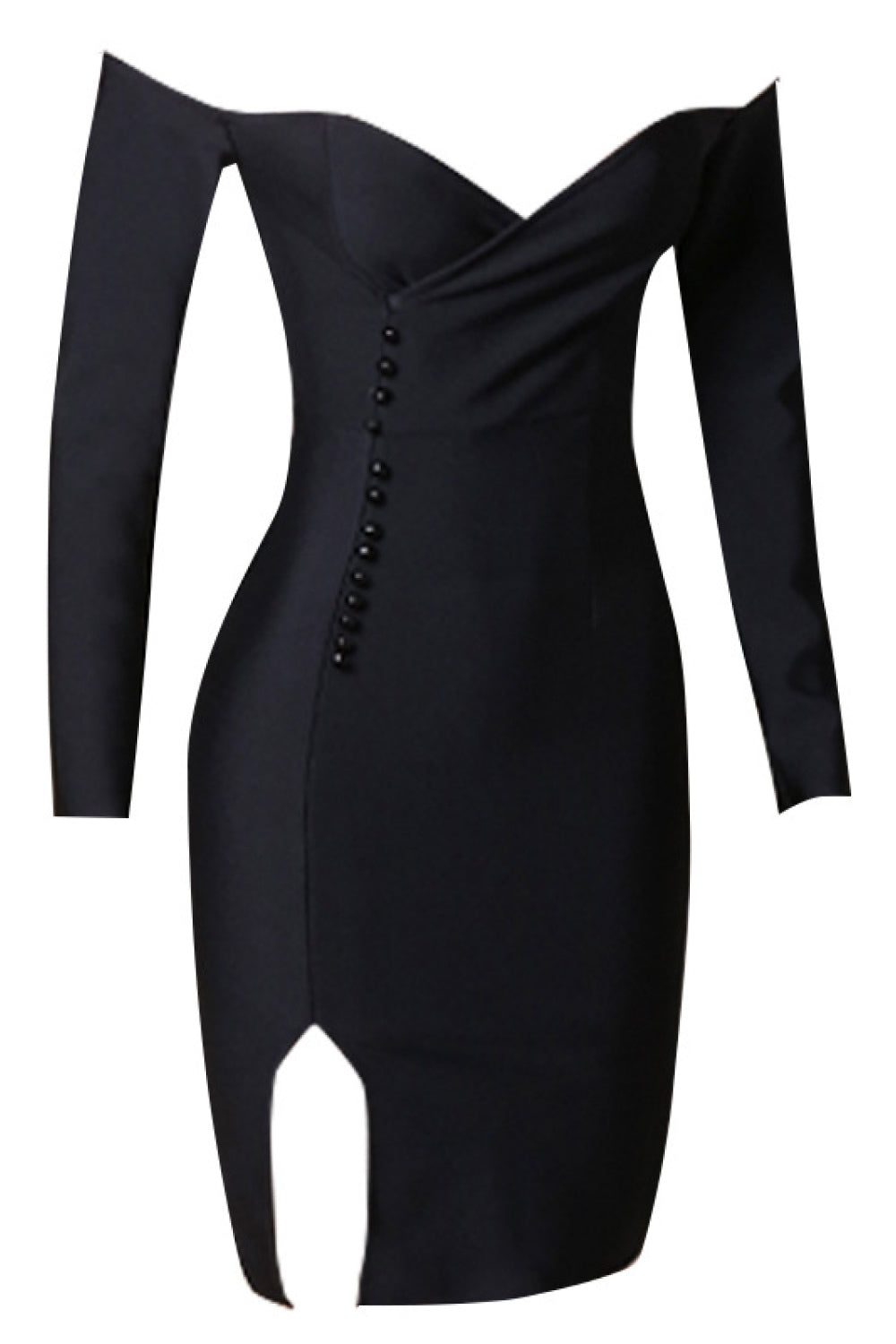 Beaded Slit Off-Shoulder Bodycon Dress