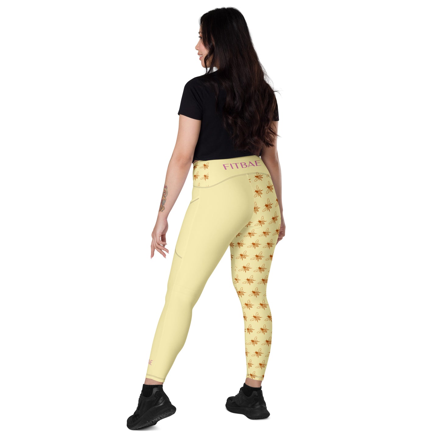 FitBae Busy Bee Crossover Leggings with Pockets