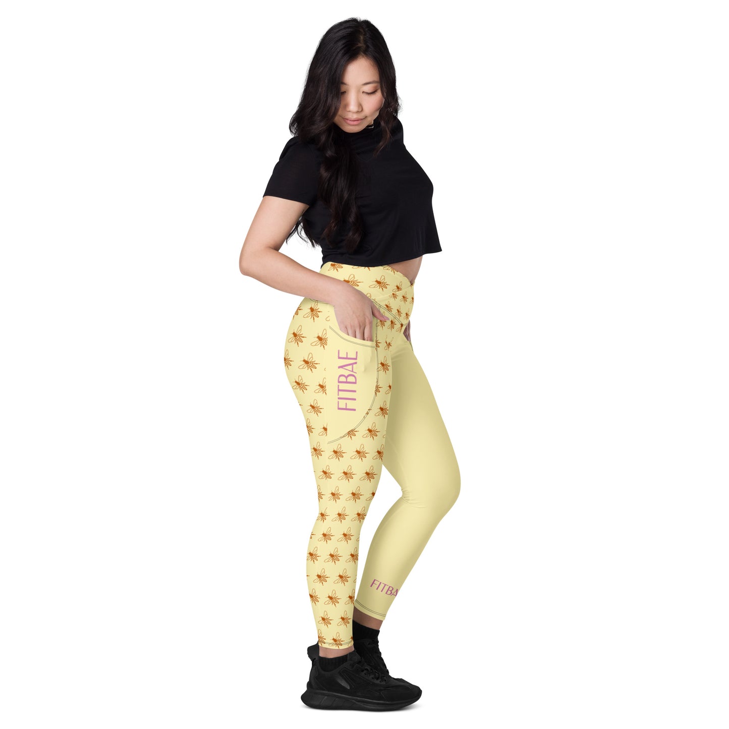 FitBae Busy Bee Crossover Leggings with Pockets