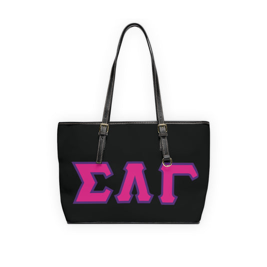 Pink Floral Sigma Lambda Gamma Leather Tote