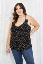 Load image into Gallery viewer, Culture Code Full Size Taste of Spring Ruffle Sleeveless Top in Black
