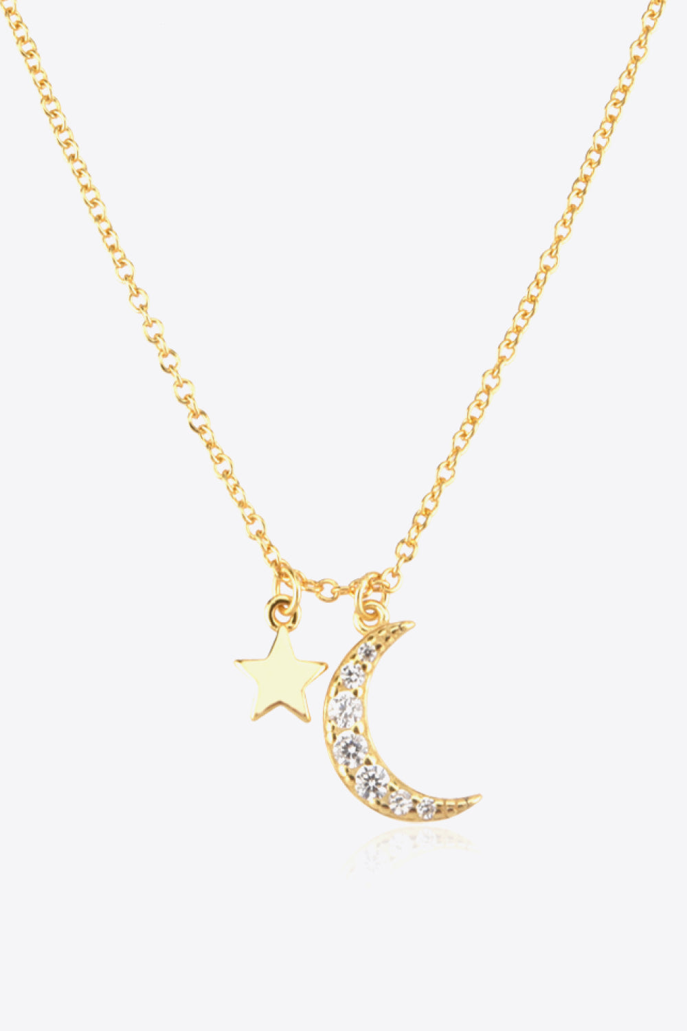 Zircon Star and Moon Pendant Necklace