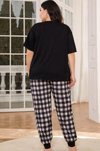 Load image into Gallery viewer, Plus Size Round Neck Short Sleeve Two-Piece Lounge Set
