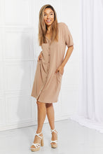 Load image into Gallery viewer, BOMBOM Sunday Brunch Button Down Midi Dress in Natural
