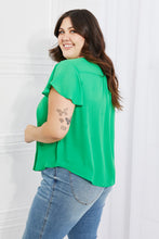 Load image into Gallery viewer, Sew In Love Just For You Full Size Short Ruffled sleeve length Top in Green

