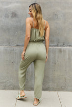 Load image into Gallery viewer, ODDI Full Size Textured Woven Jumpsuit in Sage

