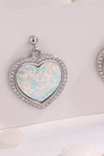 Load image into Gallery viewer, Platinum-Plated Opal Heart Earrings
