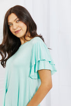 Load image into Gallery viewer, Culture Code Mi Amor Full Size Round Neck Ruffle Sleeve Top in Blue
