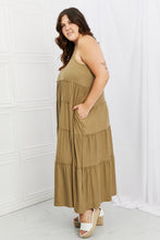 Load image into Gallery viewer, Zenana Full Size Spaghetti Strap Tiered Dress with Pockets in Khaki
