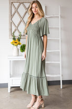 Load image into Gallery viewer, HEYSON Full Size Smocked Pocket Midi Dress in Sage
