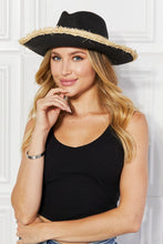 Load image into Gallery viewer, Justin Taylor Poolside Baby Straw Fedora Hat in Black

