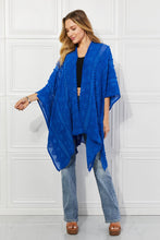 Load image into Gallery viewer, Justin Taylor Pom-Pom Asymmetrical Poncho Cardigan in Blue
