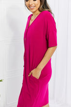 Load image into Gallery viewer, BOMBOM Sunday Brunch Button Down Midi Dress in Magenta

