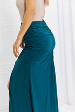 Load image into Gallery viewer, White Birch Full Size Up and Up Ruched Slit Maxi Skirt in Teal
