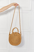 Load image into Gallery viewer, Justin Taylor Feeling Cute Rounded Rattan Handbag in Camel
