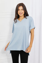 Load image into Gallery viewer, Zenana Simply Comfy Full Size V-Neck Loose Fit Shirt in Blue
