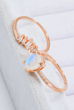Load image into Gallery viewer, Natural Moonstone and Zircon 18K Rose Gold-Plated Two-Piece Ring Set
