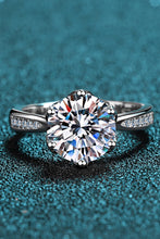 Load image into Gallery viewer, 3 Carat Moissanite Rhodium-Plated Side Stone Ring
