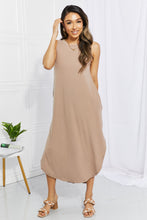 Load image into Gallery viewer, Zenana Making Music Brushed Sleeveless Midi Dress in Mocha
