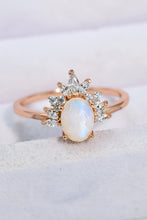 Load image into Gallery viewer, 18K Rose Gold-Plated Natural Moonstone Ring
