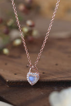 Load image into Gallery viewer, Moonstone Heart Lock Pendant Necklace
