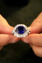 Load image into Gallery viewer, 5 Carat Lab-Grown Sapphire Platinum-Plated Ring
