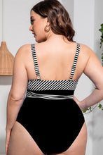 Load image into Gallery viewer, Plus Size Striped Tie-Waist One-Piece Swimsuit
