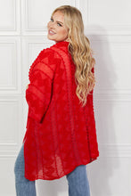 Load image into Gallery viewer, Justin Taylor Pom-Pom Asymmetrical Poncho Cardigan in Red
