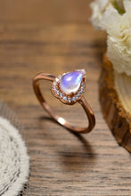 Load image into Gallery viewer, Moonstone Teardrop 925 Sterling Silver Halo Ring
