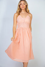Load image into Gallery viewer, White Birch Angelic Vibes Full Size Sleeveless Midi Dress in Peach
