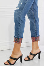 Load image into Gallery viewer, Judy Blue Gina Full Size Mid Rise Paisley Patch Cuff Boyfriend Jeans
