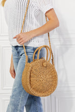 Load image into Gallery viewer, Justin Taylor Feeling Cute Rounded Rattan Handbag in Camel
