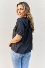 Load image into Gallery viewer, Petal Dew So Lovely Full Size Ruffle Sleeve V-Neck Top in Black
