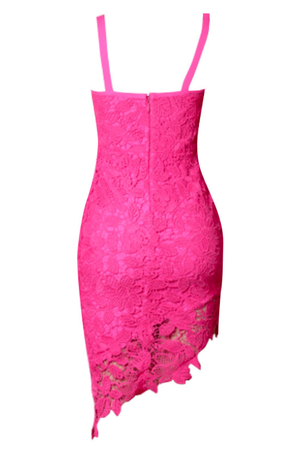 Sleeveless Asymmetrical Lace Bodycon Dress
