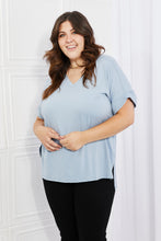 Load image into Gallery viewer, Zenana Simply Comfy Full Size V-Neck Loose Fit Shirt in Blue
