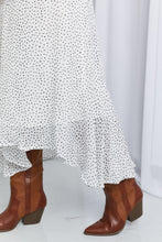 Load image into Gallery viewer, Zenana Polka Dot Ruffle Hem Midi Skirt in Ivory/Black
