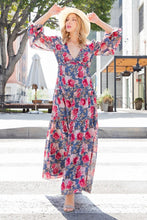 Load image into Gallery viewer, ee:some Floral Frill Trill Deep V Maxi Dress
