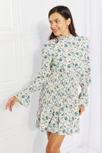 Load image into Gallery viewer, Petal Dew Meadowscape Floral Smocked Mock Neck Mini Dress
