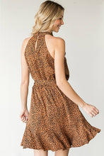 Load image into Gallery viewer, First Love Full Size Leopard Belted Sleeveless Dress
